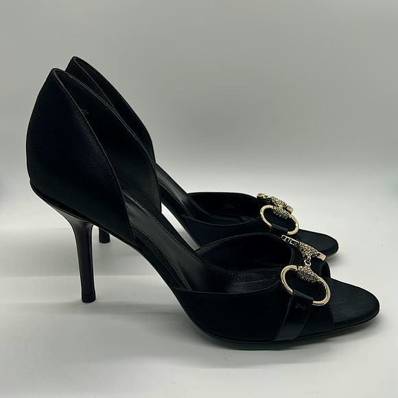 Gucci Authentic Sexy Black and Silver Tess Stiletto Heel Shoes **Size 6.5** 🔥🔥 - Picture 2 of 11